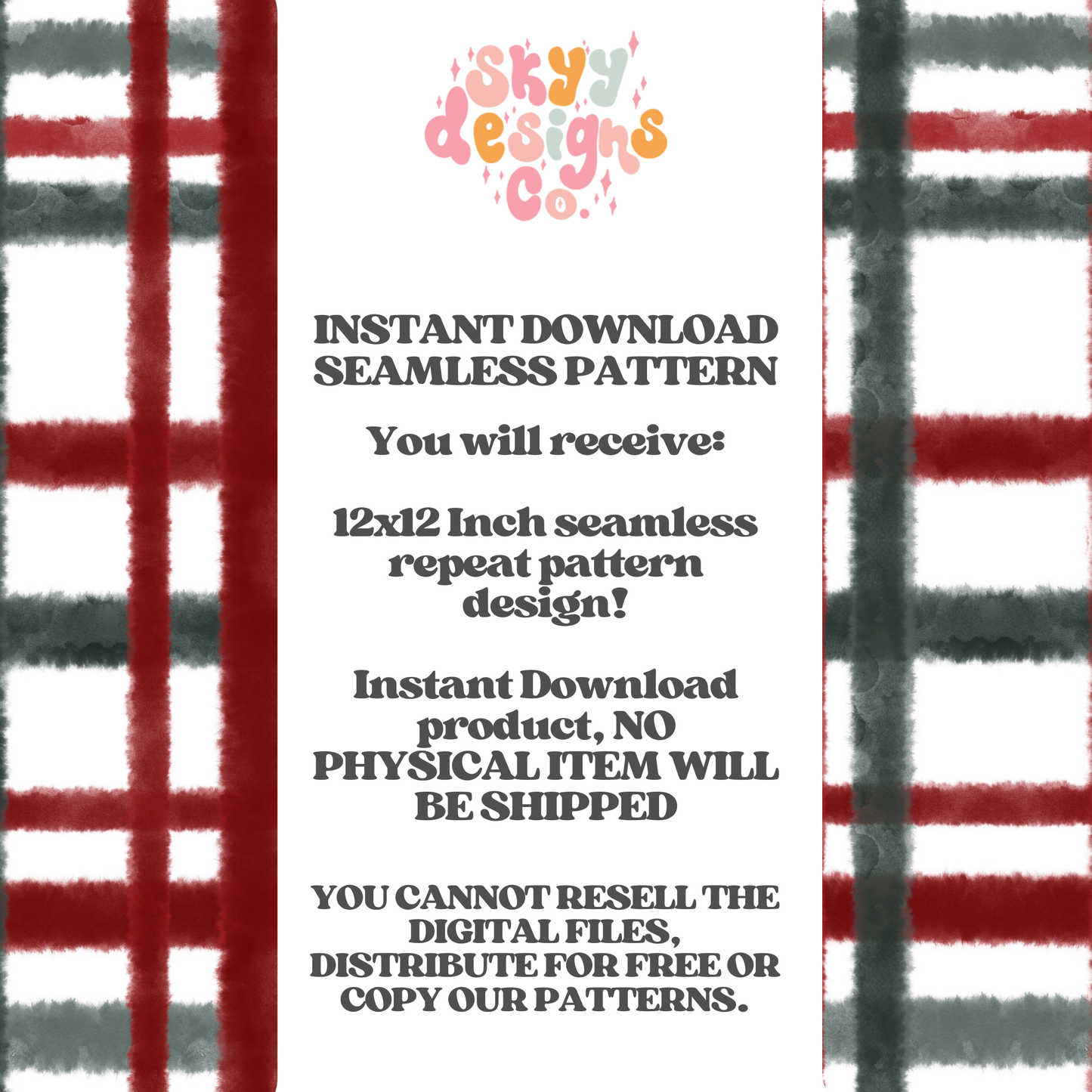 Christmas watercolor plaid Seamless Pattern