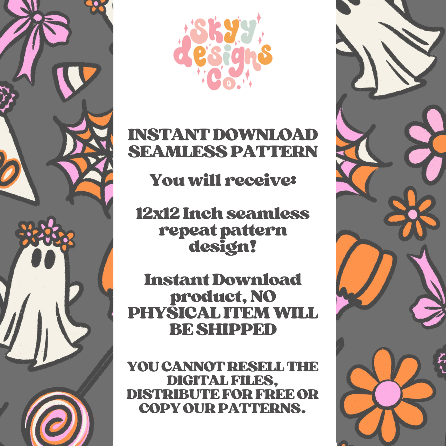 Trendy Halloween Ghosts Seamless pattern