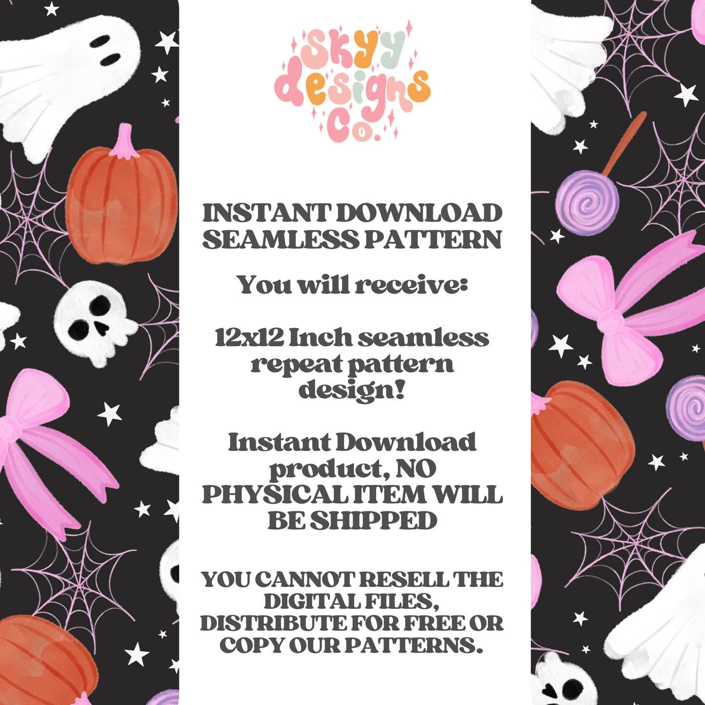 Watercolor Coquette Halloween Seamless Pattern