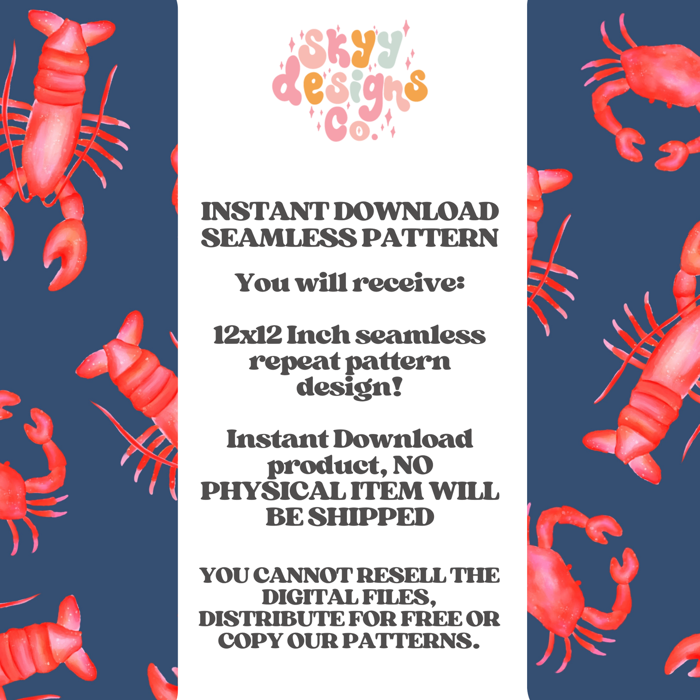 Watercolor Lobsters and Crabs