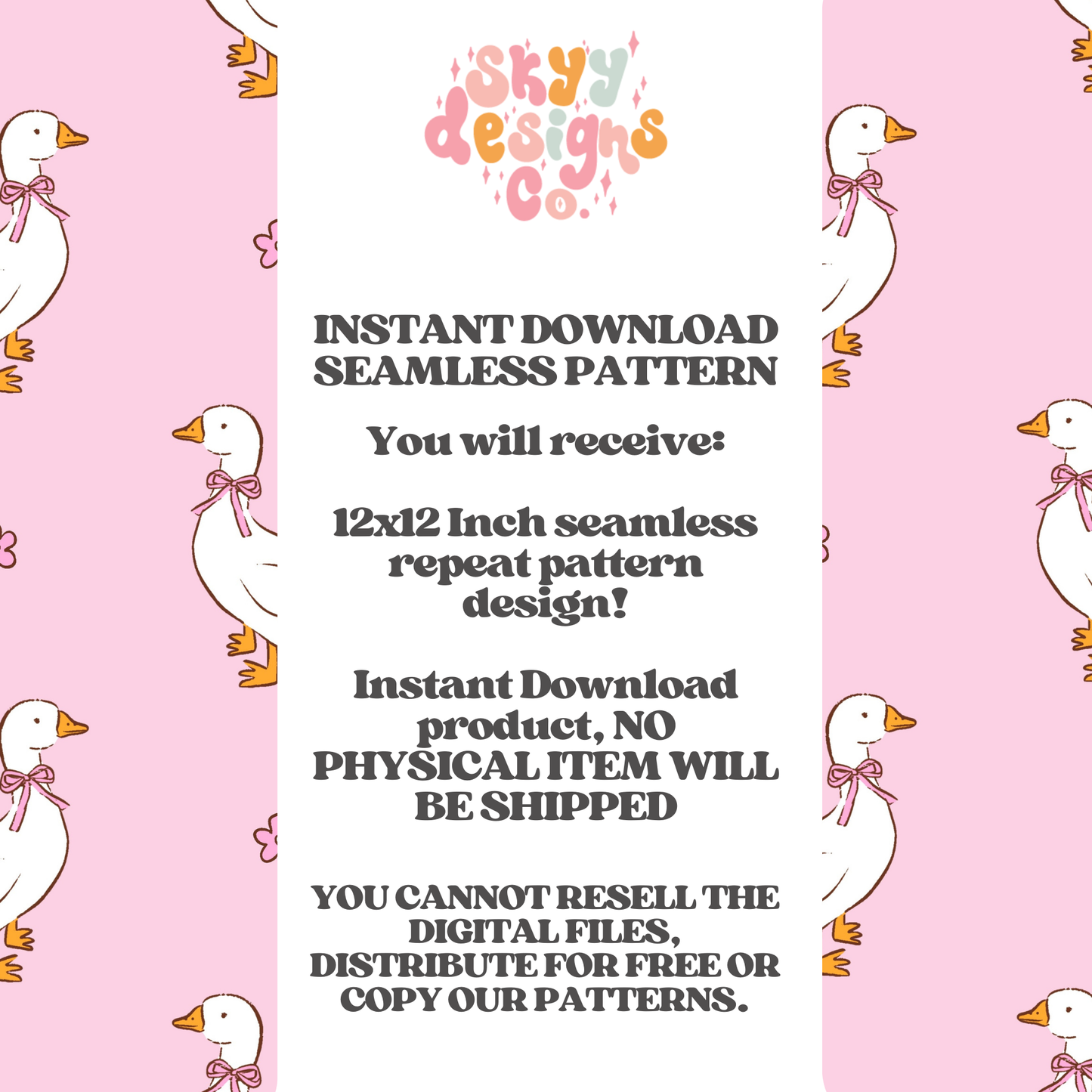 Pink Spring ducks Seamless pattern