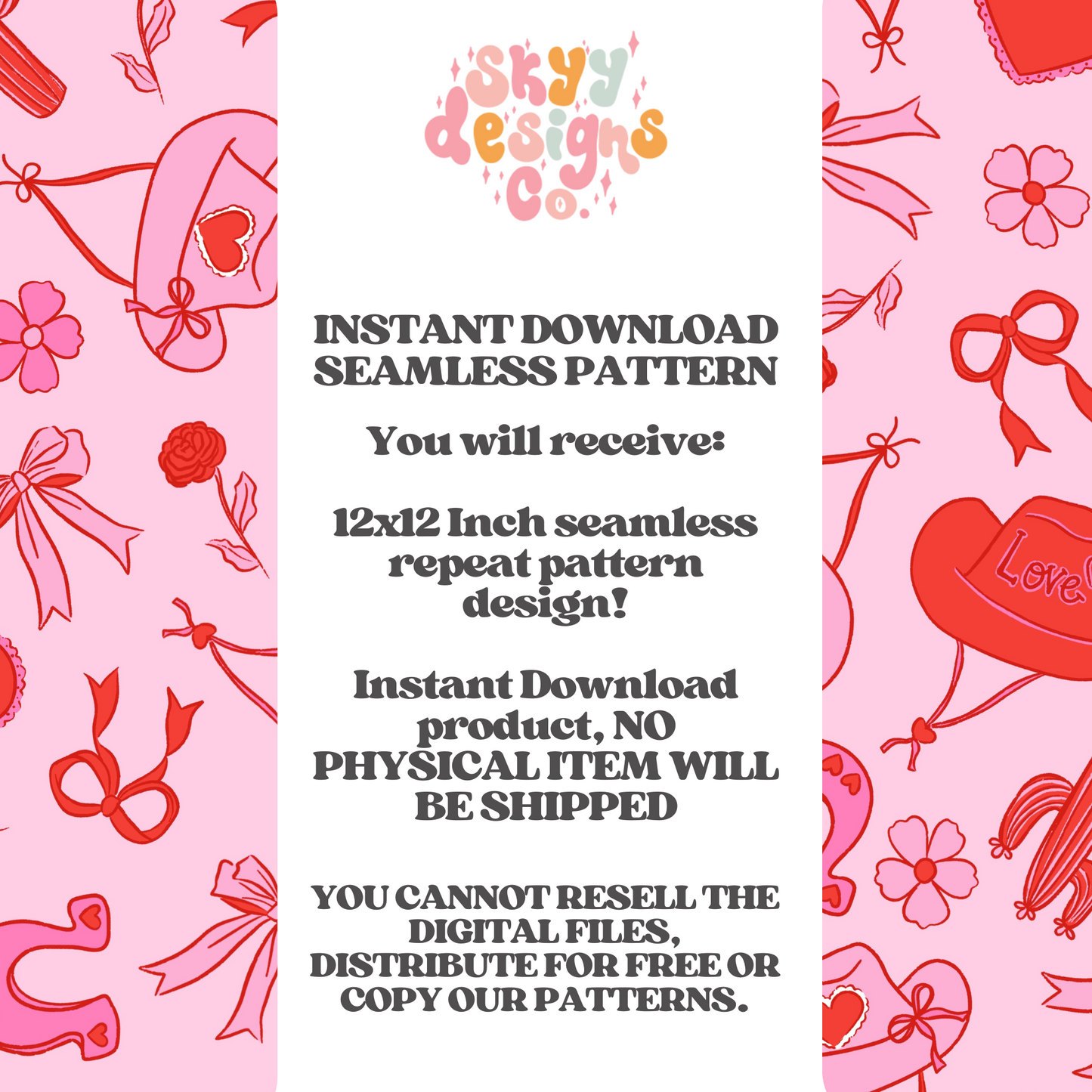 Western Valentines seamless pattern