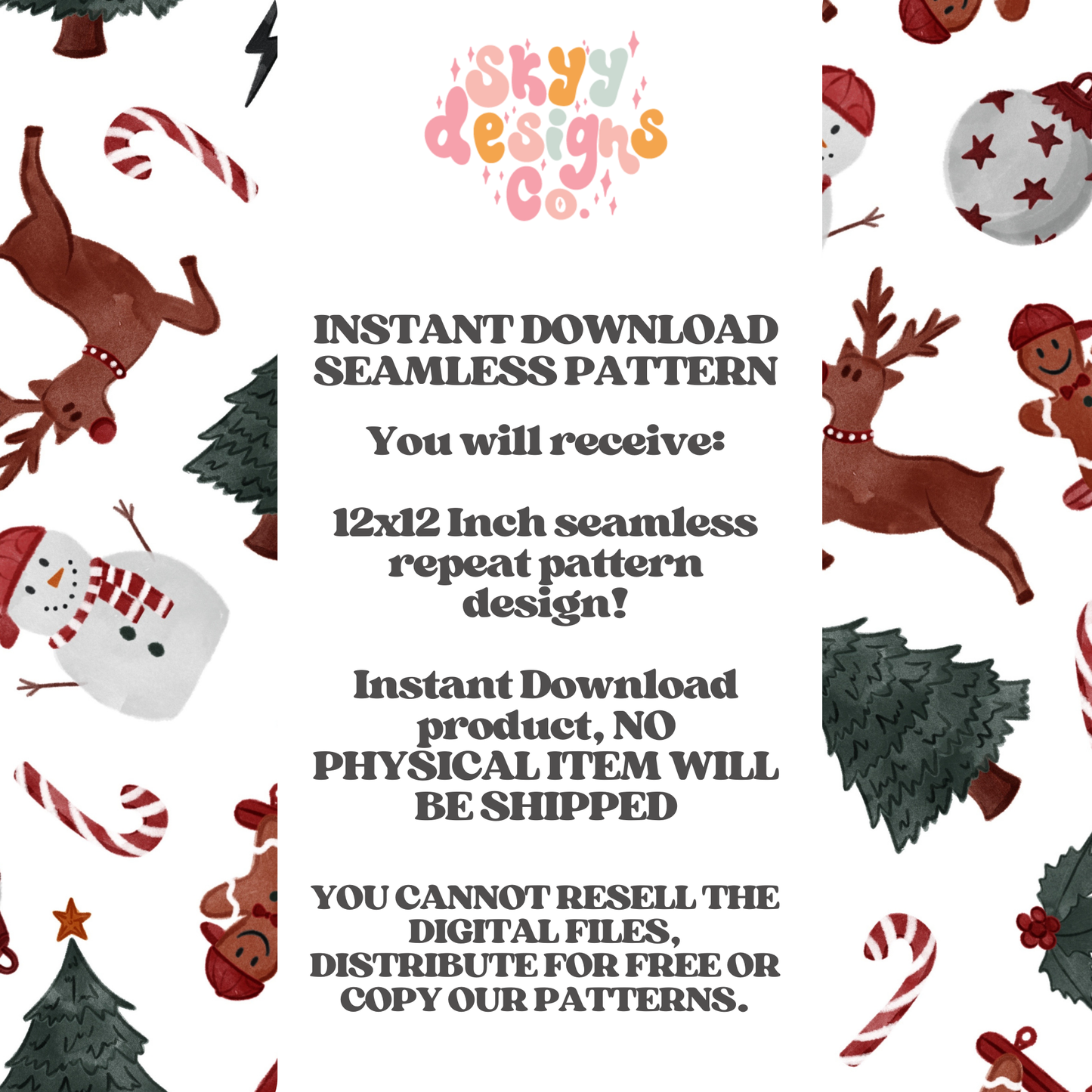 Boys watercolor Christmas Seamless Pattern