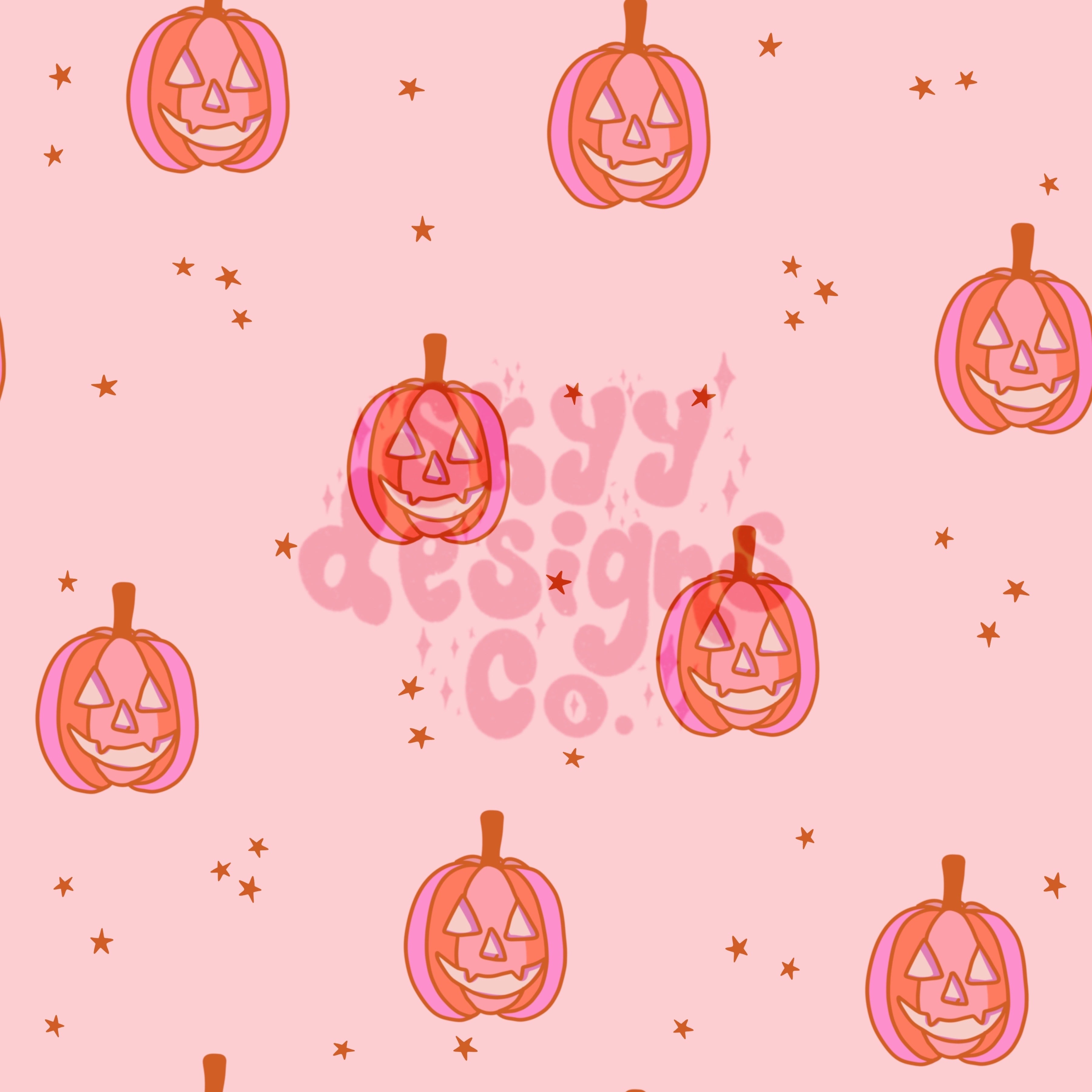 Girly pumpkins seamless pattern