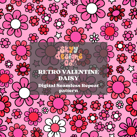 Valentines retro floral seamless pattern