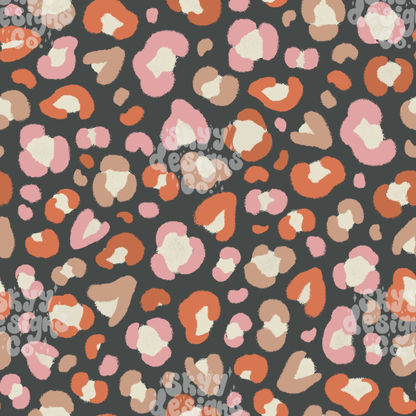 Pattern of colorful abstract halloween cheetah print on a dark background