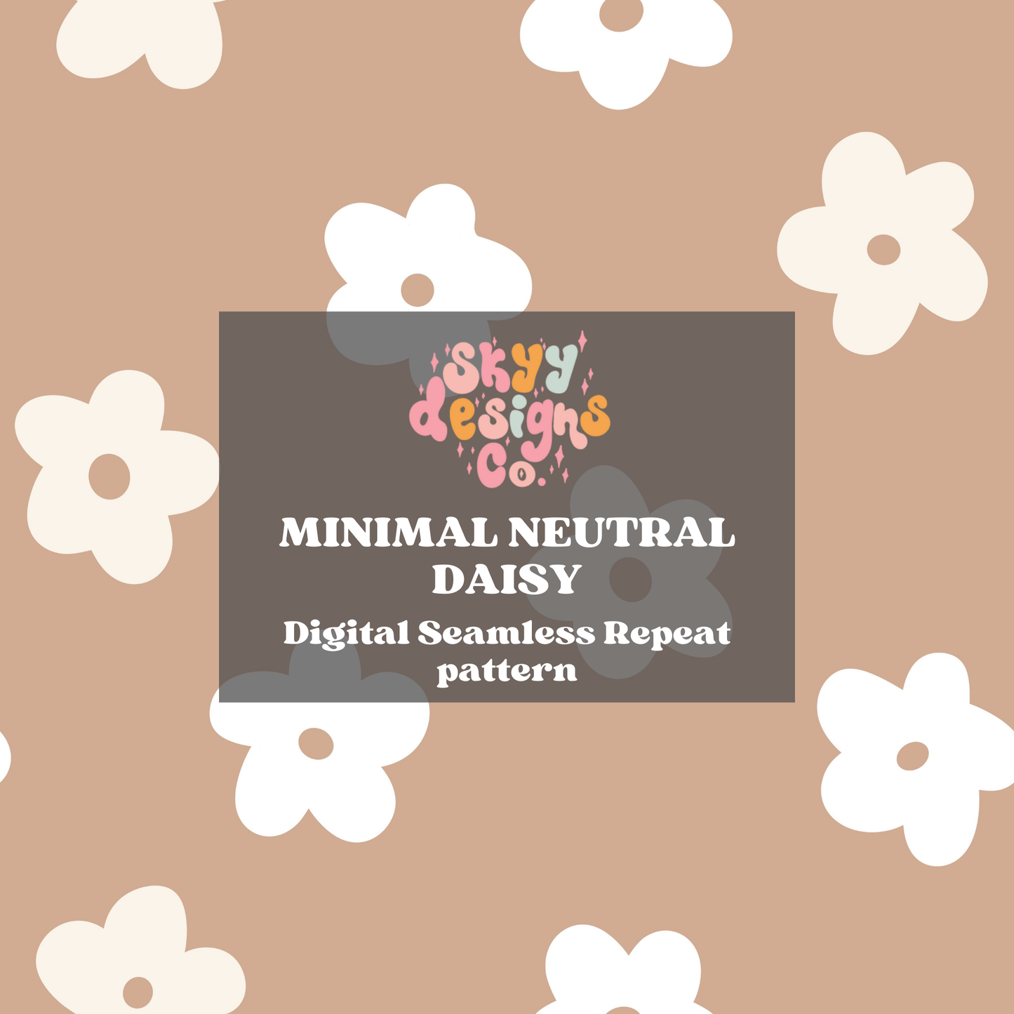 Neutral Minimal Boho Daisy Seamless Pattern