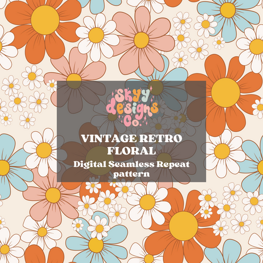 Vintage Retro floral daisies Pattern Design