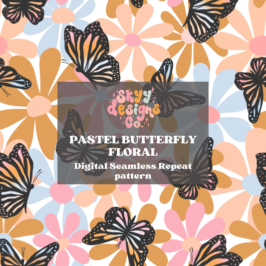 Butterfly floral seamless pattern