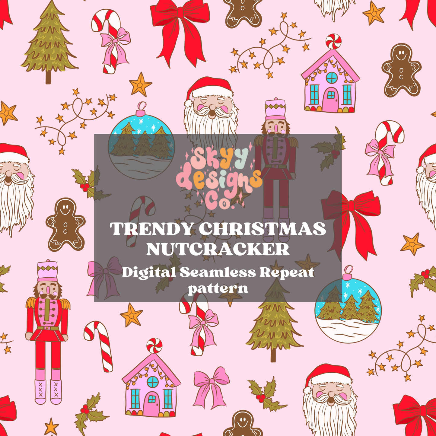 Trendy Christmas nutcracker Seamless pattern