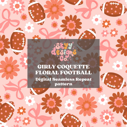 Girly Coquette floral football Pattern