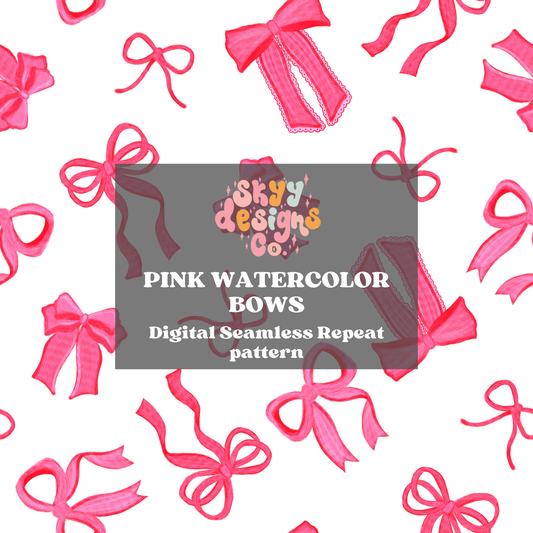 Pink watercolor bows Seamless pattern