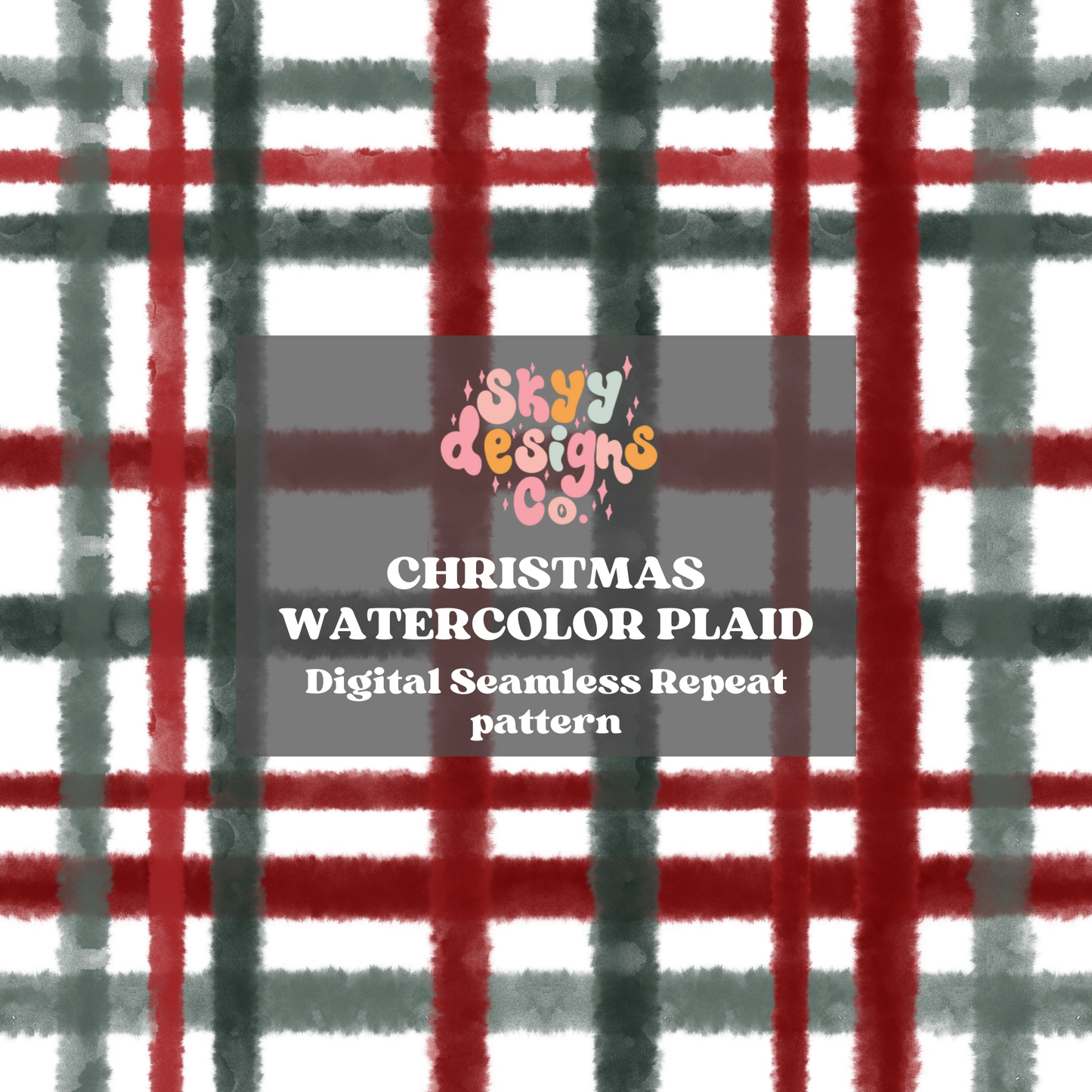 Christmas watercolor plaid Seamless Pattern