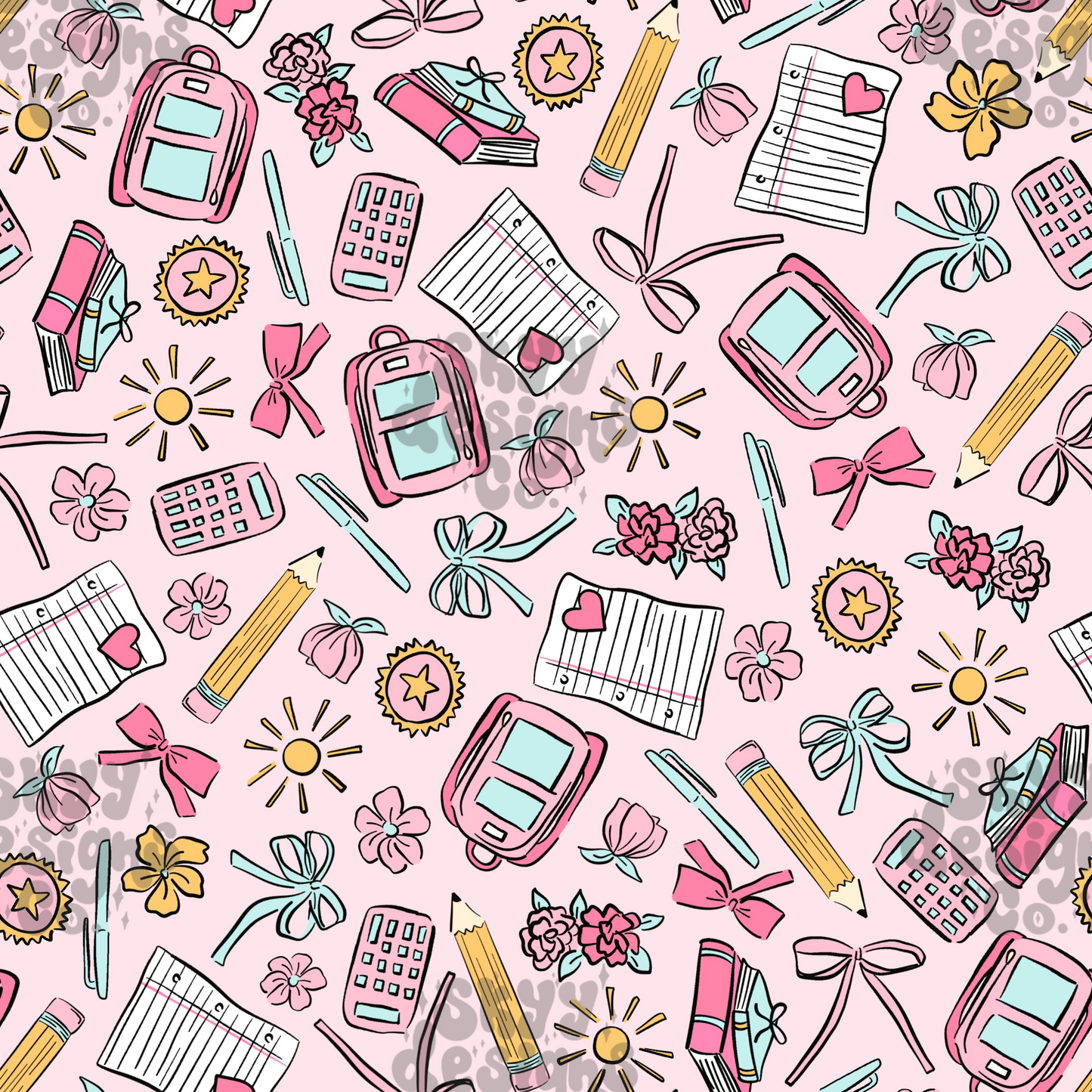 Girly school supply bows