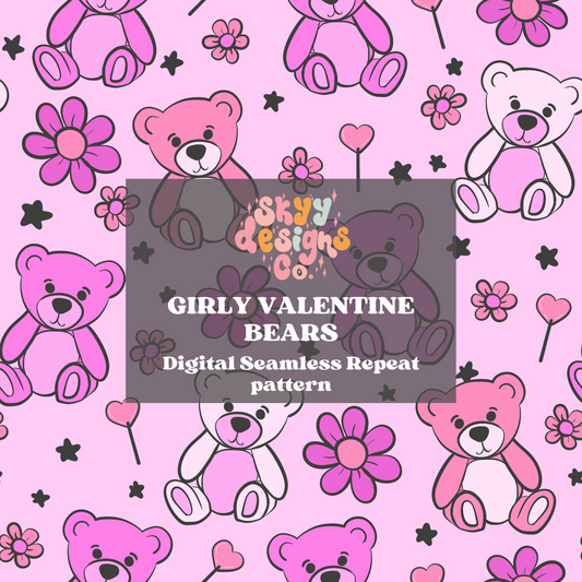 Pink Valentine Bears Pattern Design