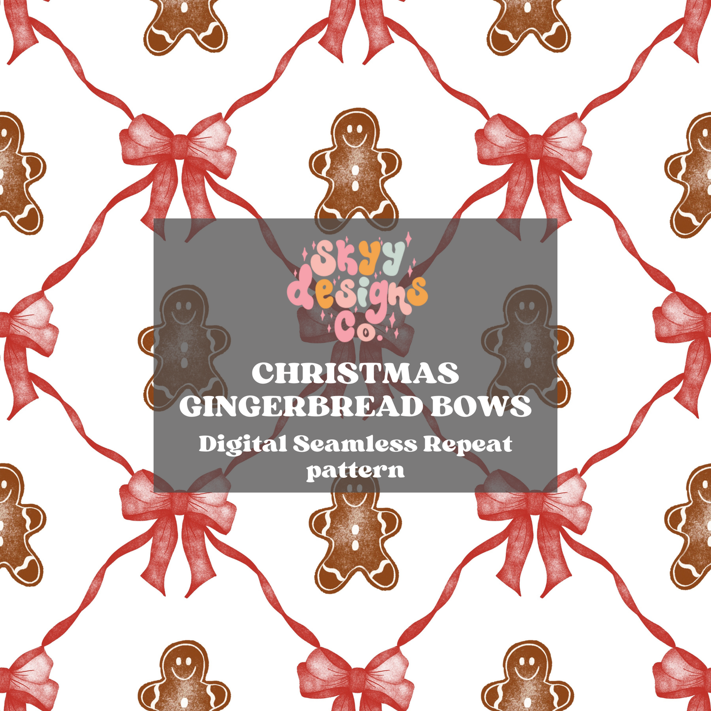 Christmas Gingerbread bow Seamless pattern