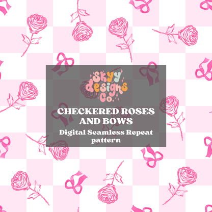 Checkered roses and bows Pattern