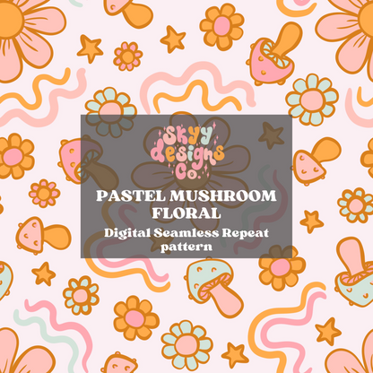 Pastel Groovy floral seamless pattern