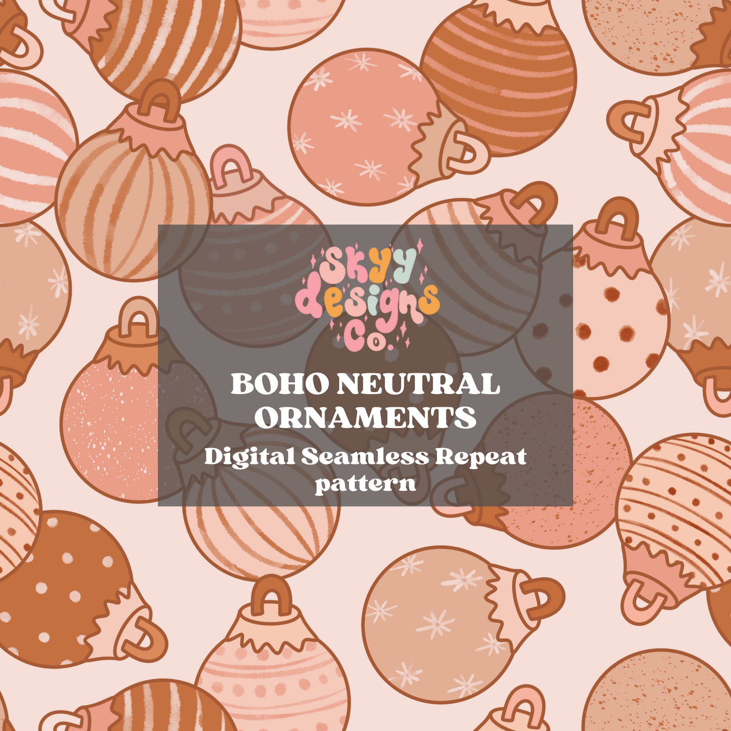 Boho Christmas ornaments Seamless pattern