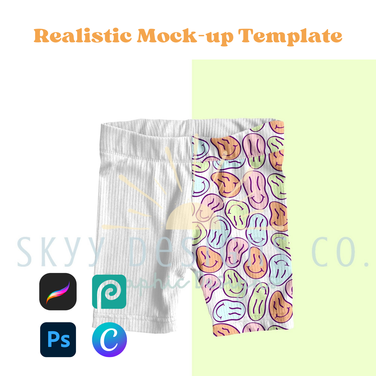 Ribbed biker shorts mock-up template - SkyyDesignsCo