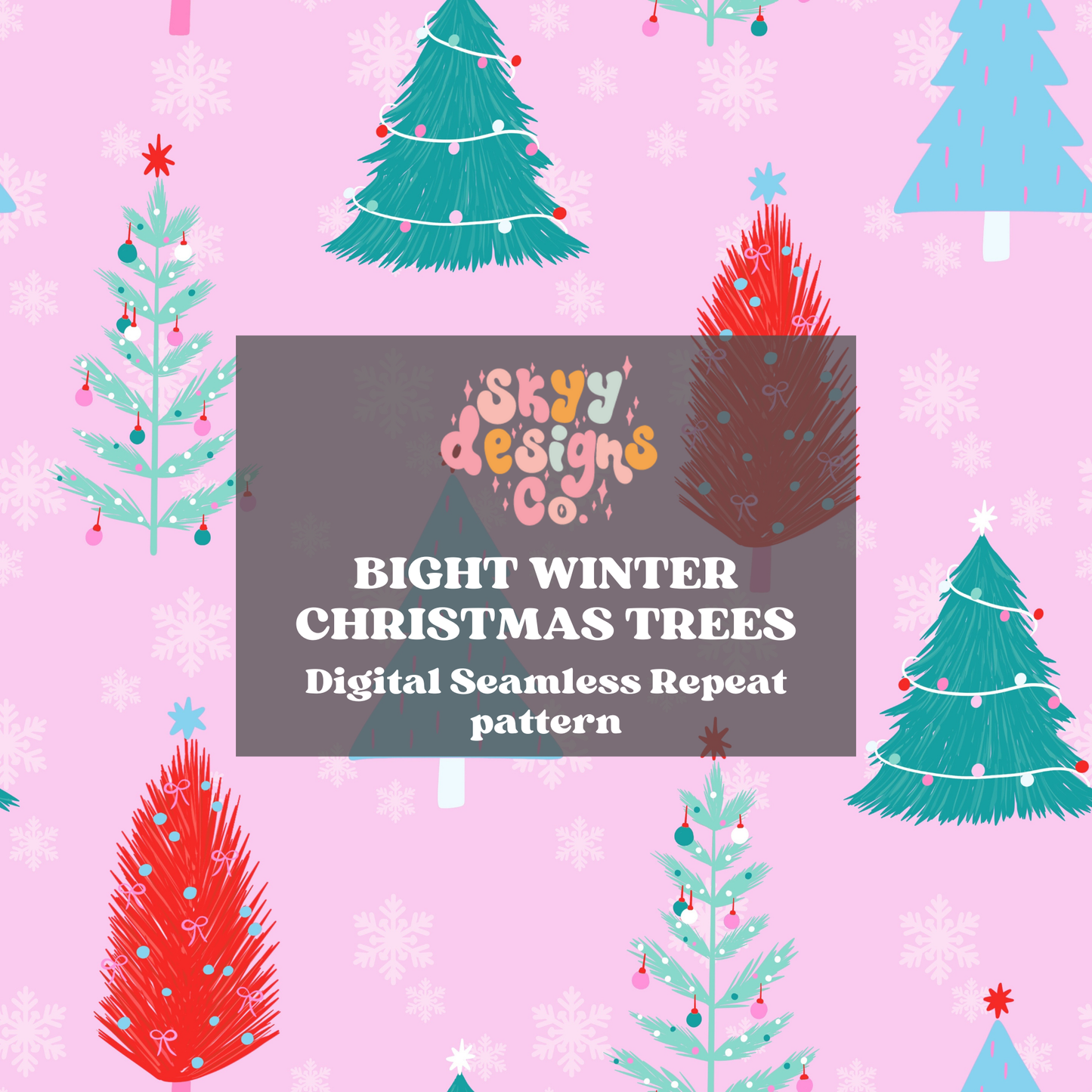 Bright winter Christmas trees pattern