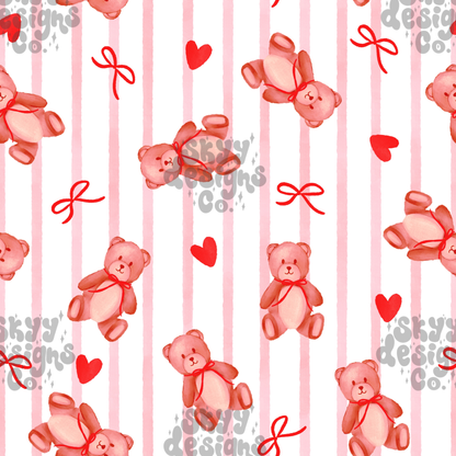 Preppy Watercolor Valentine Bears