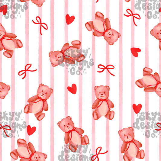 Preppy Watercolor Valentine Bears