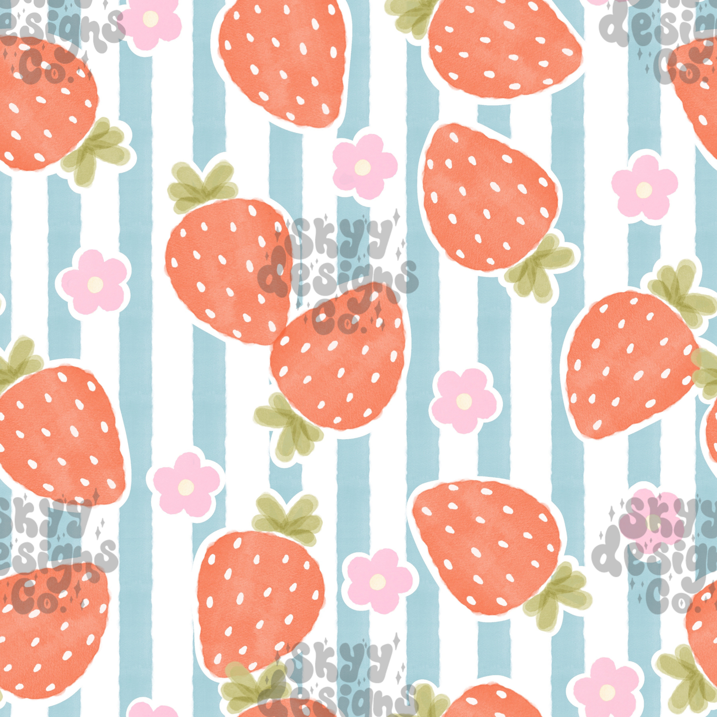 Watercolor Strawberry Stripe