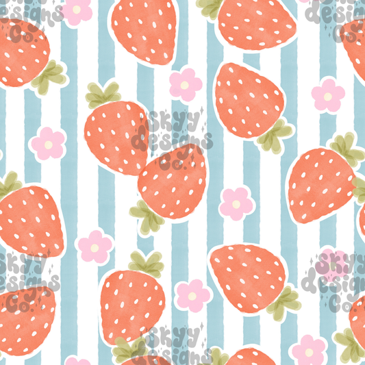Watercolor Strawberry Stripe