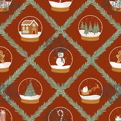 Snow globes on red background