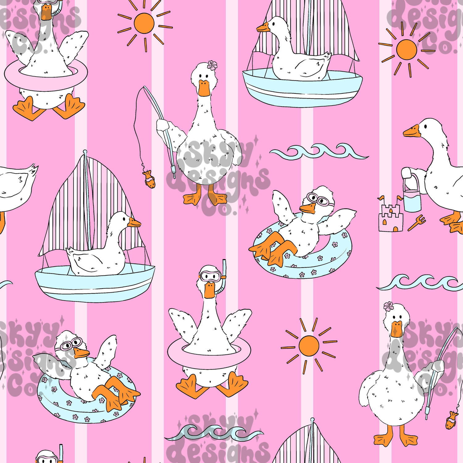 Pink Beach Ducks