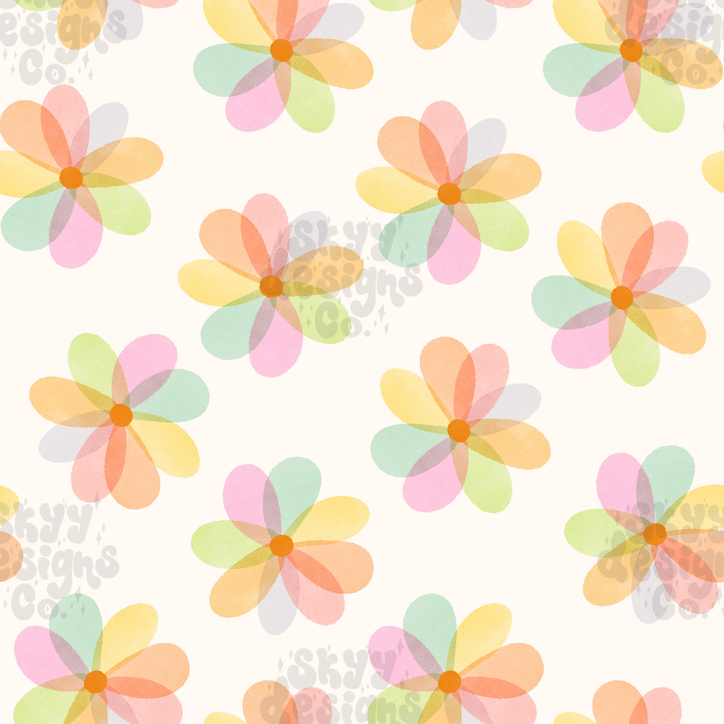 Watercolor Rainbow Daisy