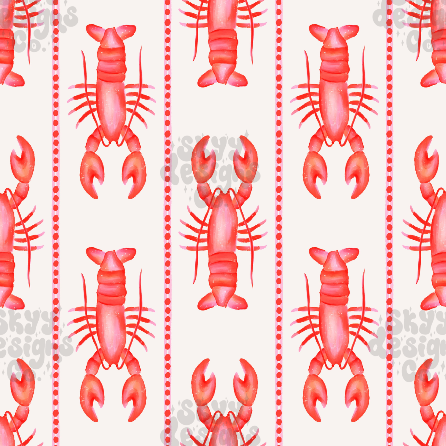 Watercolor Lobster Stripe