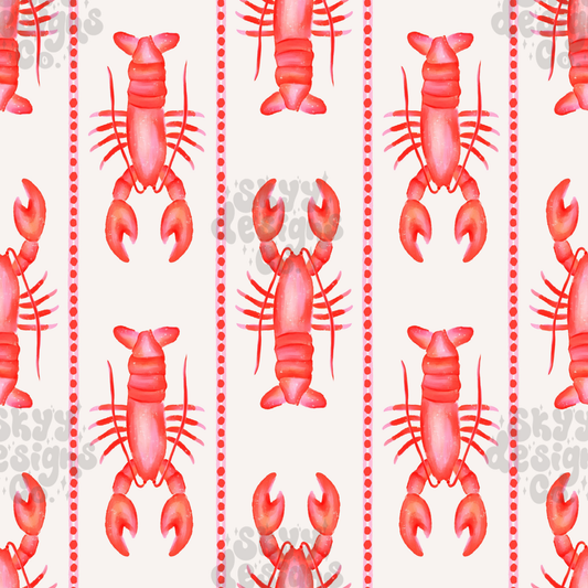 Watercolor Lobster Stripe