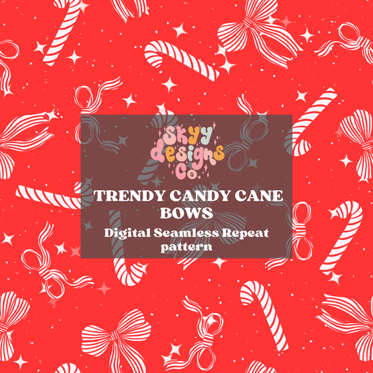 Bright Christmas Candy Cane Bow Pattern