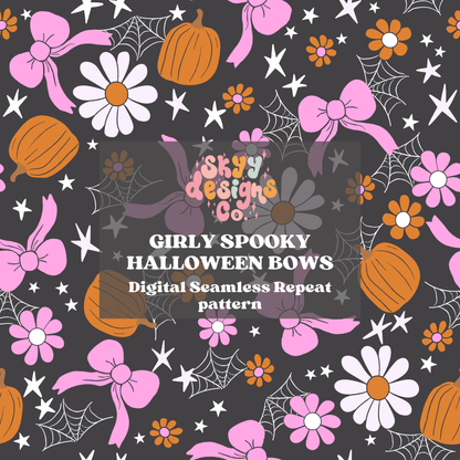 Girly Spooky Bows Seamless pattern