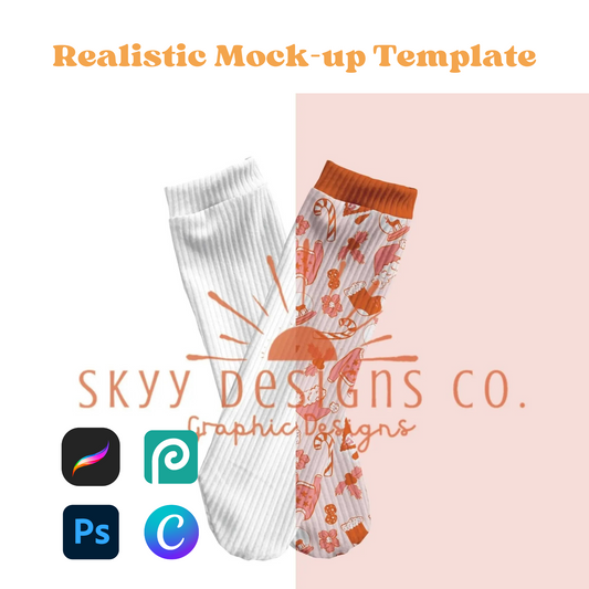 Ribbed socks mock-up template - SkyyDesignsCo