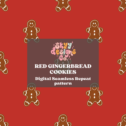 Gingerbread cookies on red background