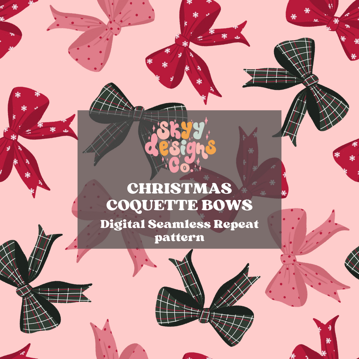 Christmas Winter bows Seamless pattern