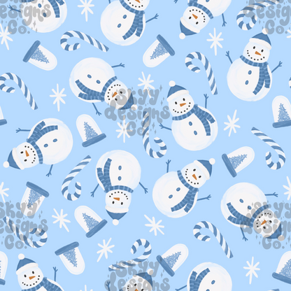Blue Winter Snowmen