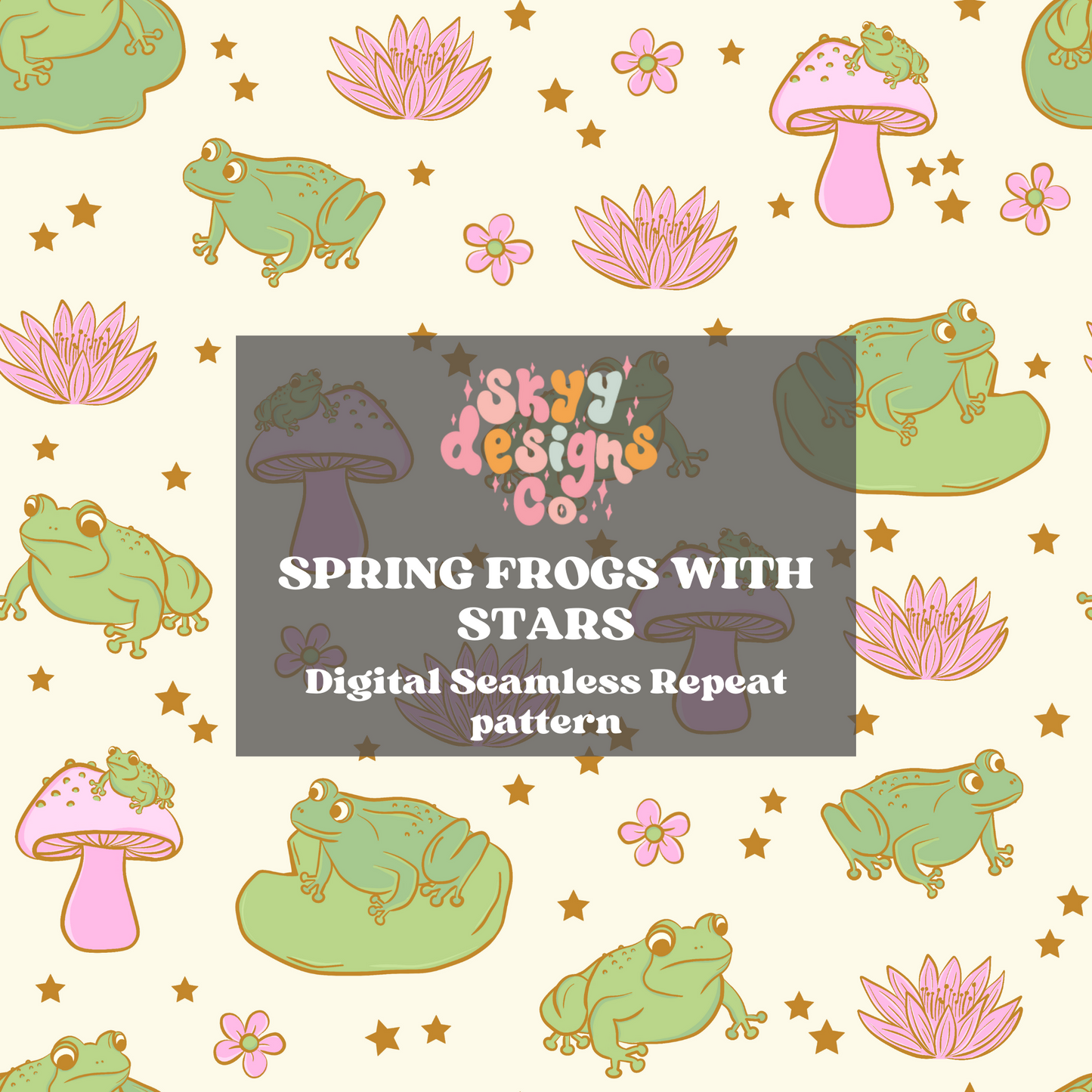 Spring frogs Pattern Design