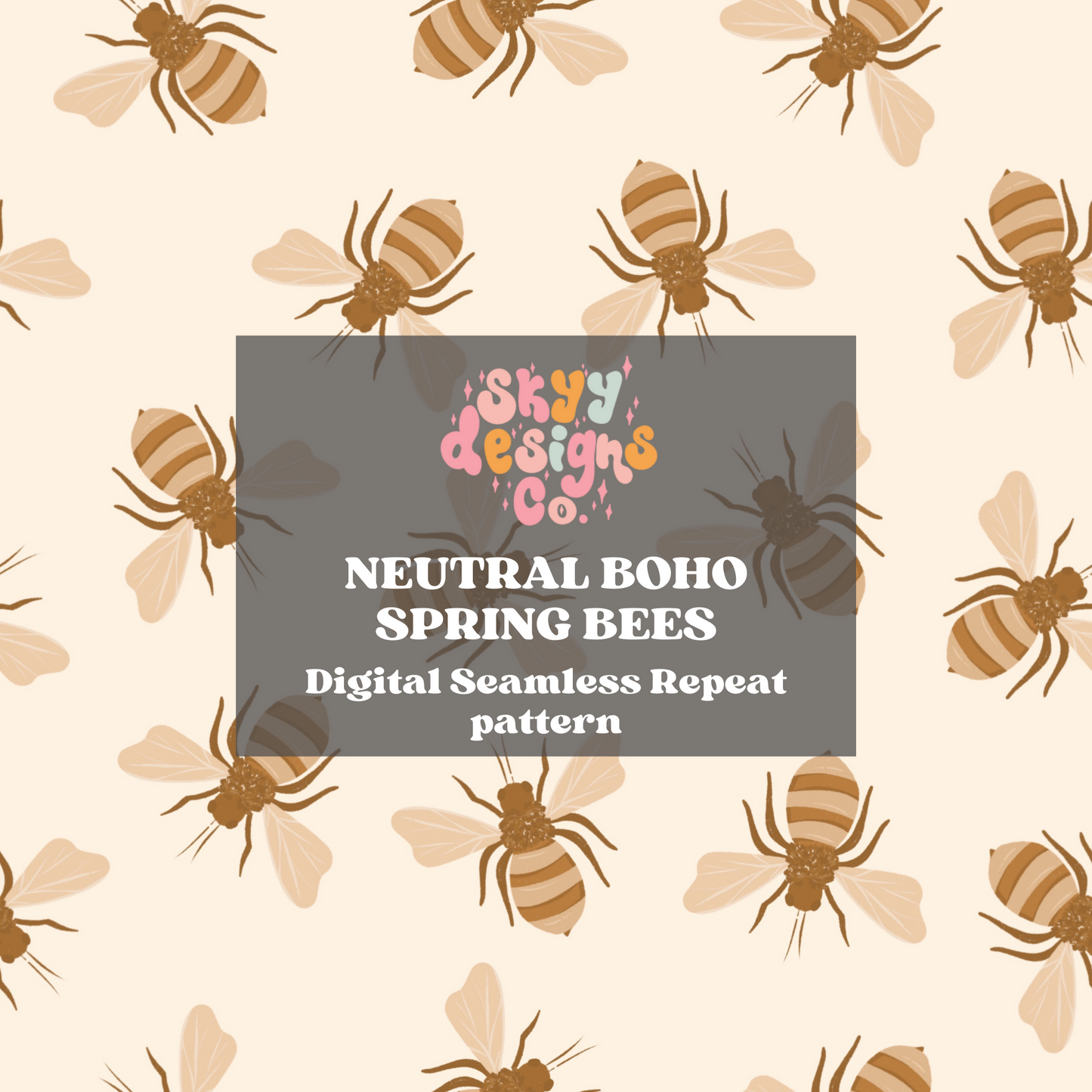 Neutral Spring Bees Pattern