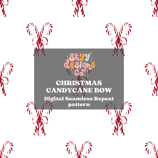 Candy cane Christmas Bow Seamless Pattern