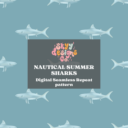 Navy Summer Sharks Pattern