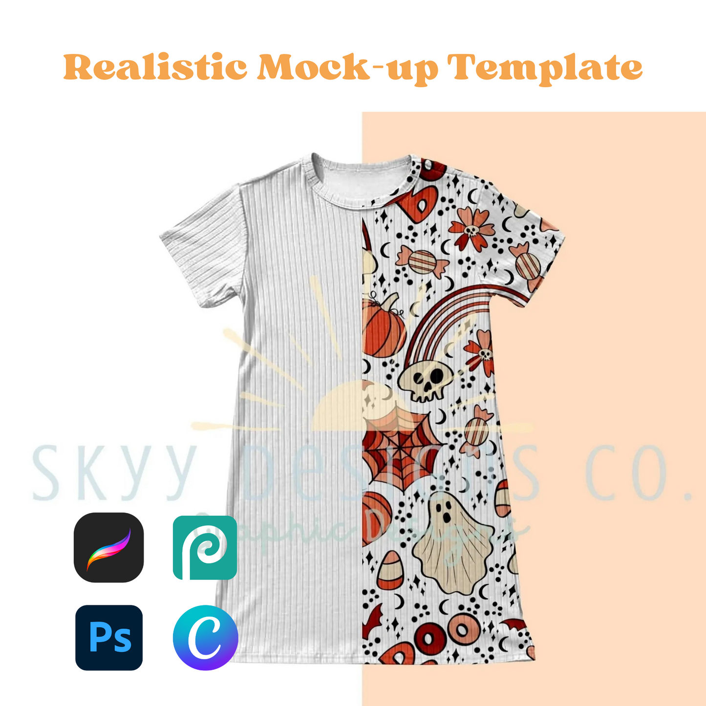 Ribbed t shirt dress mock-up template - SkyyDesignsCo