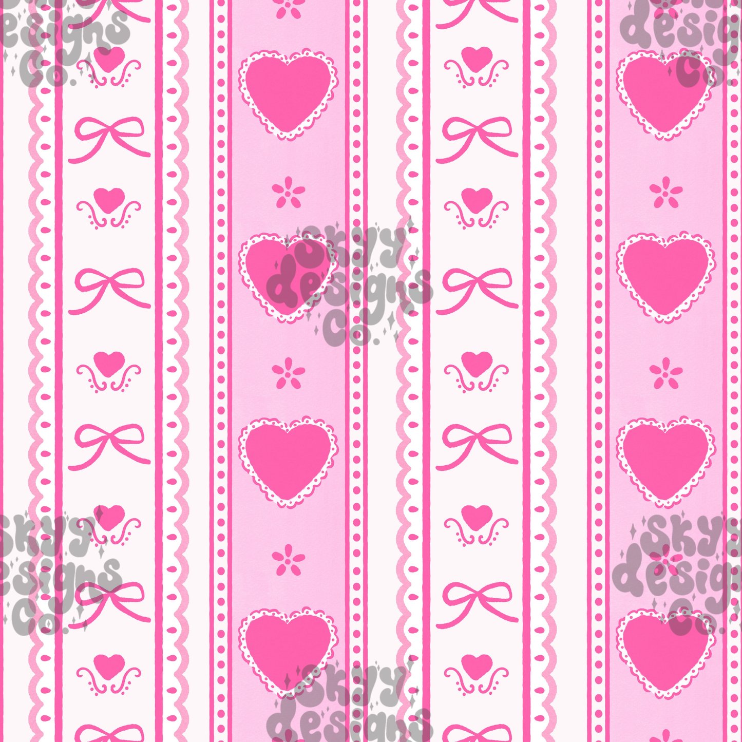 Watercolor Valentine Heart Stripe