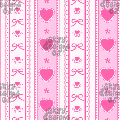 Watercolor Valentine Heart Stripe