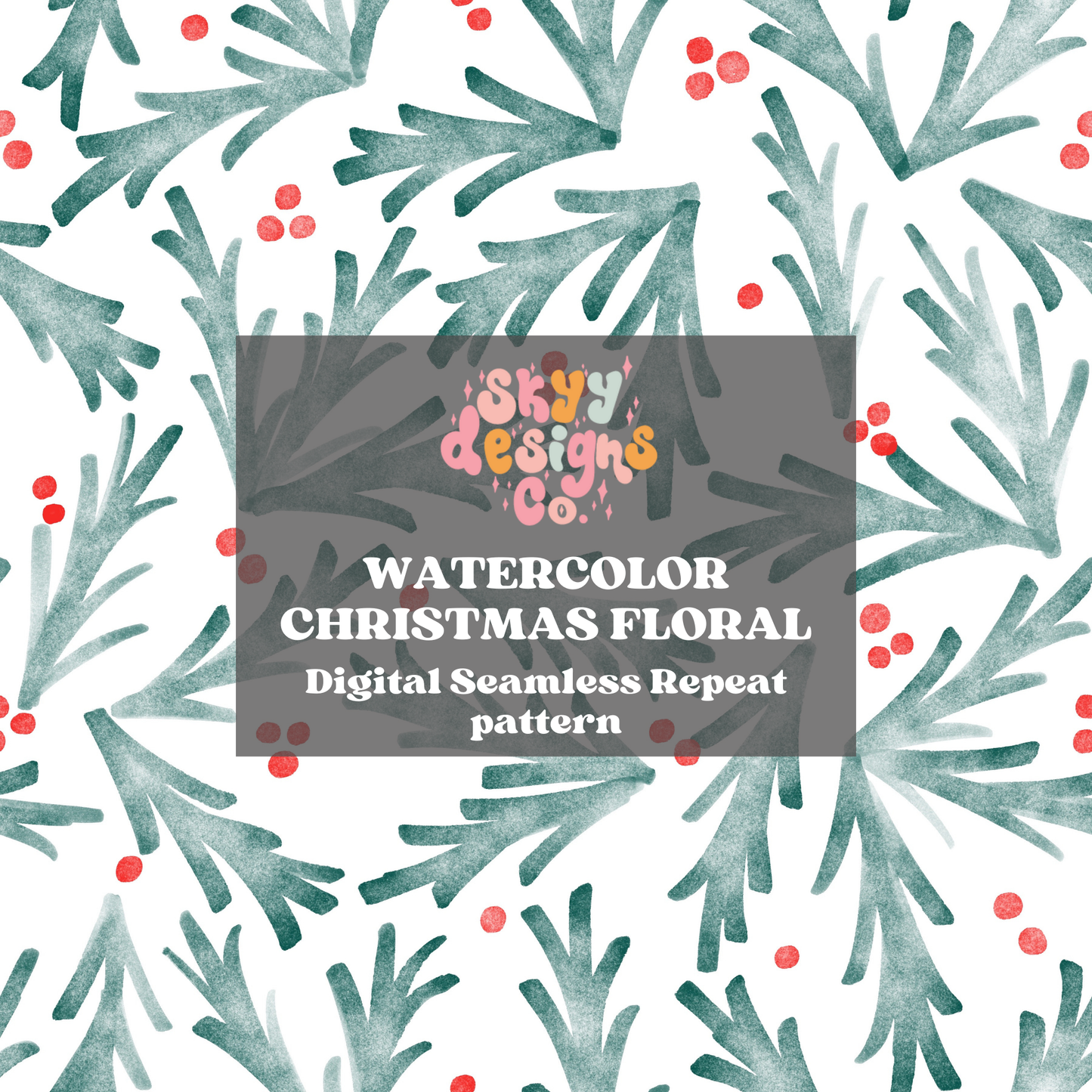 Watercolor Winter floral Pattern