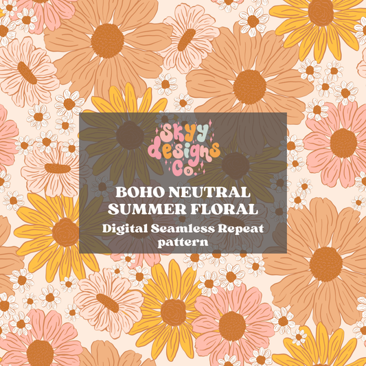 Boho summer floral seamless pattern