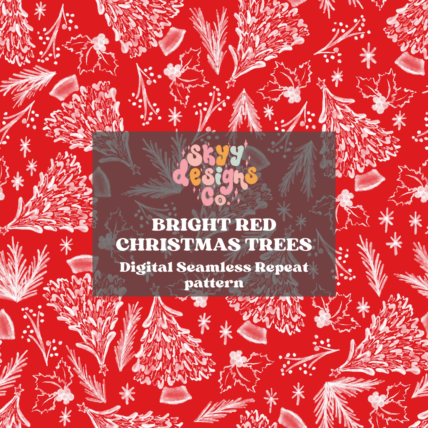 Red Christmas trees seamless Pattern